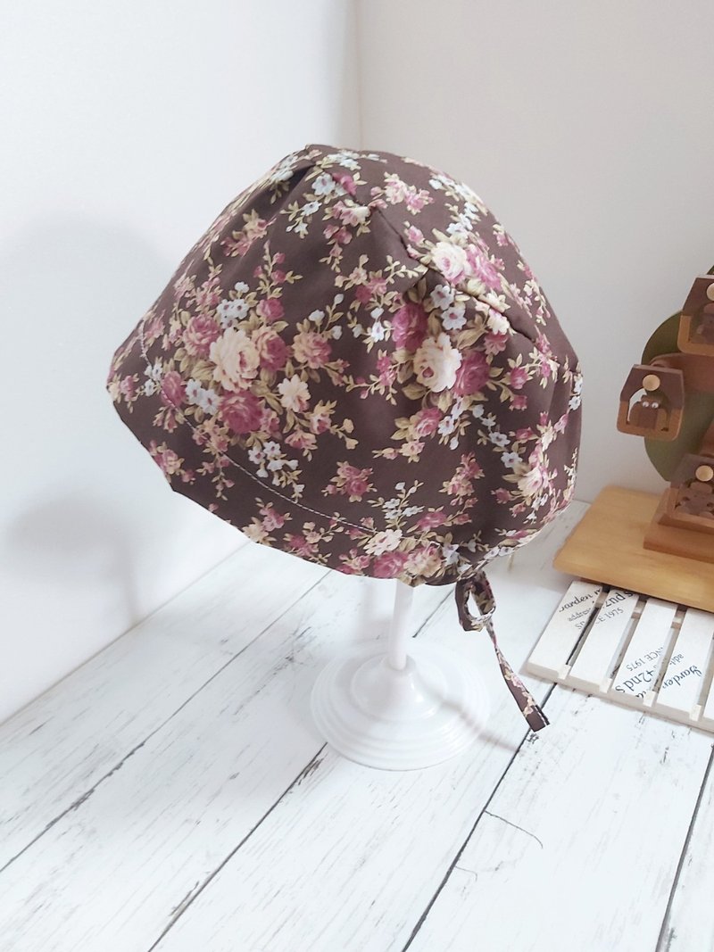 医护双层手术帽、工作帽、烘培帽 玫瑰花色咖啡款 - 帽子 - 棉．麻 多色