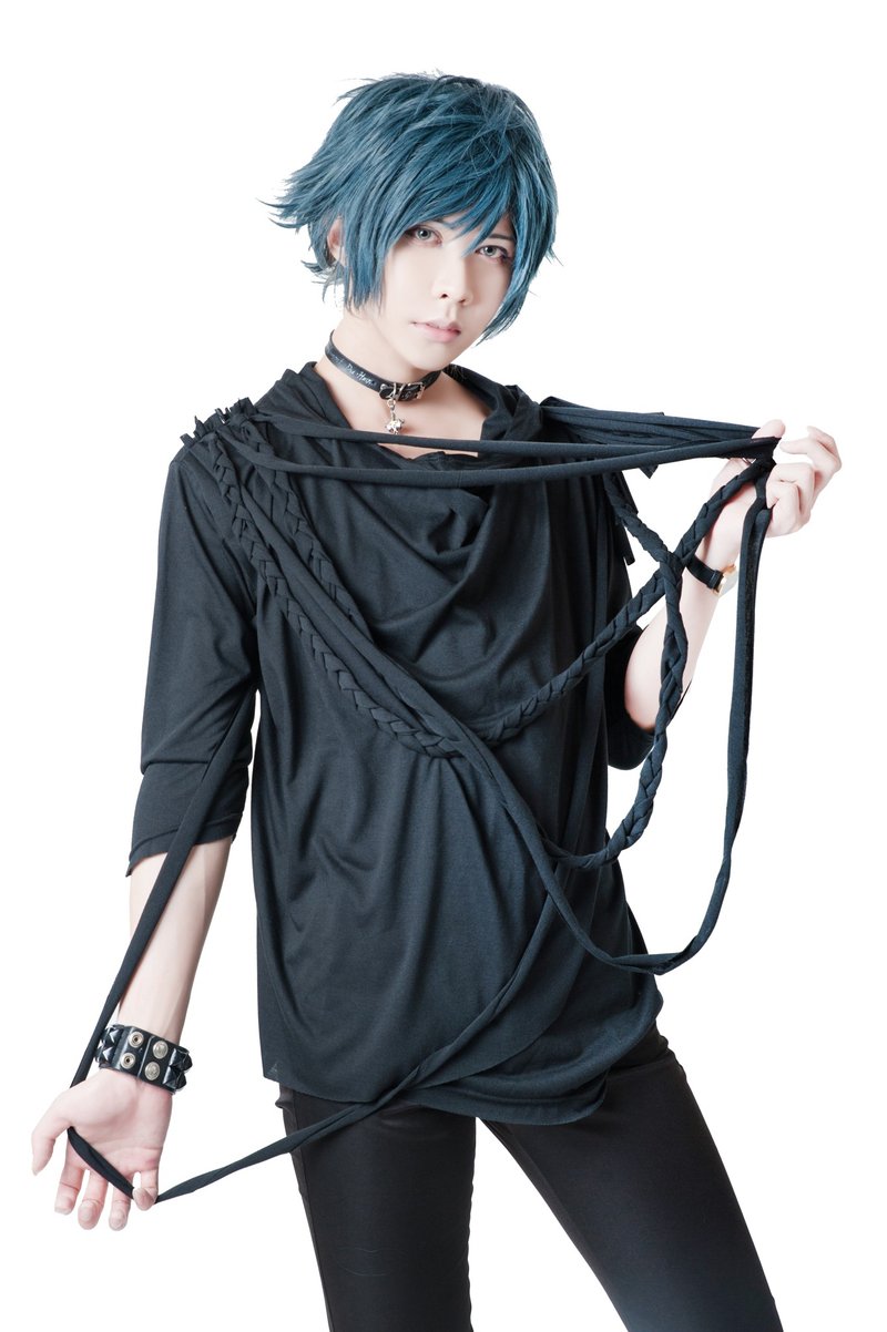 o吉儿o颓废风绷带垂坠中袖连帽T恤上衣【J1E7009】 - 中性连帽卫衣/T 恤 - 其他材质 黑色