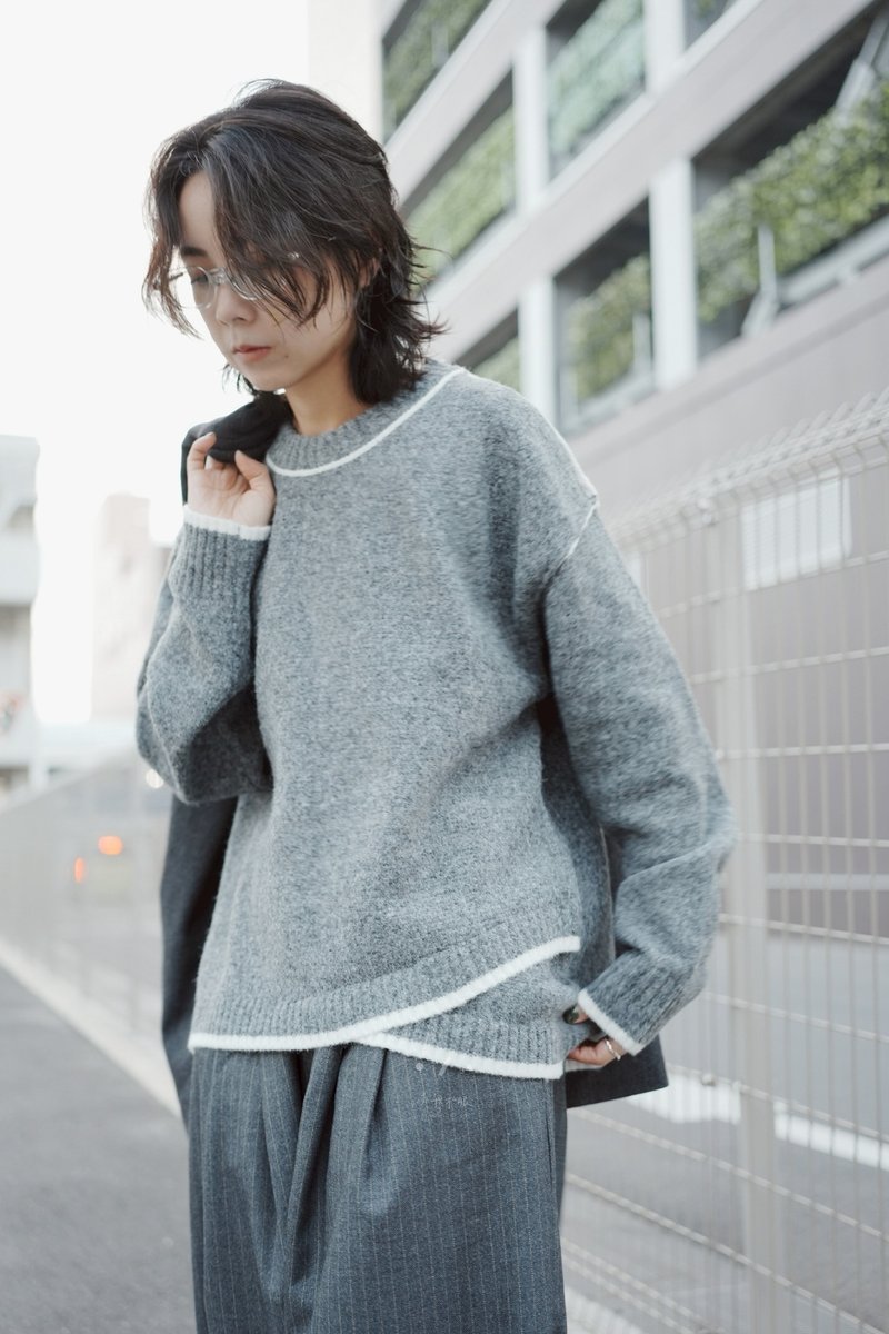 高松乌龙面明线毛衣 - 2色 - 女装针织衫/毛衣 - 其他人造纤维 灰色