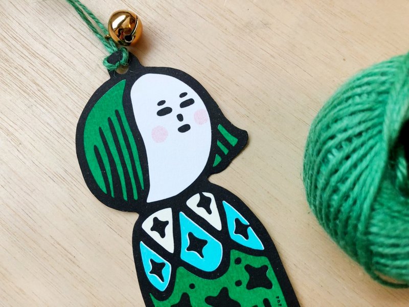 小芥子女孩风铃卡     Wind chimes Card - 卡片/明信片 - 纸 绿色