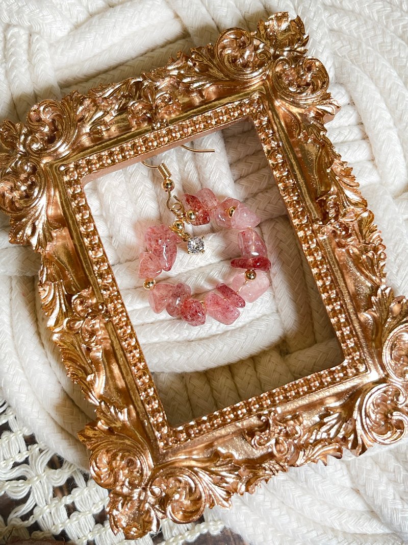 草莓晶圈锆石耳环  (一对) - 耳环/耳夹 - 水晶 