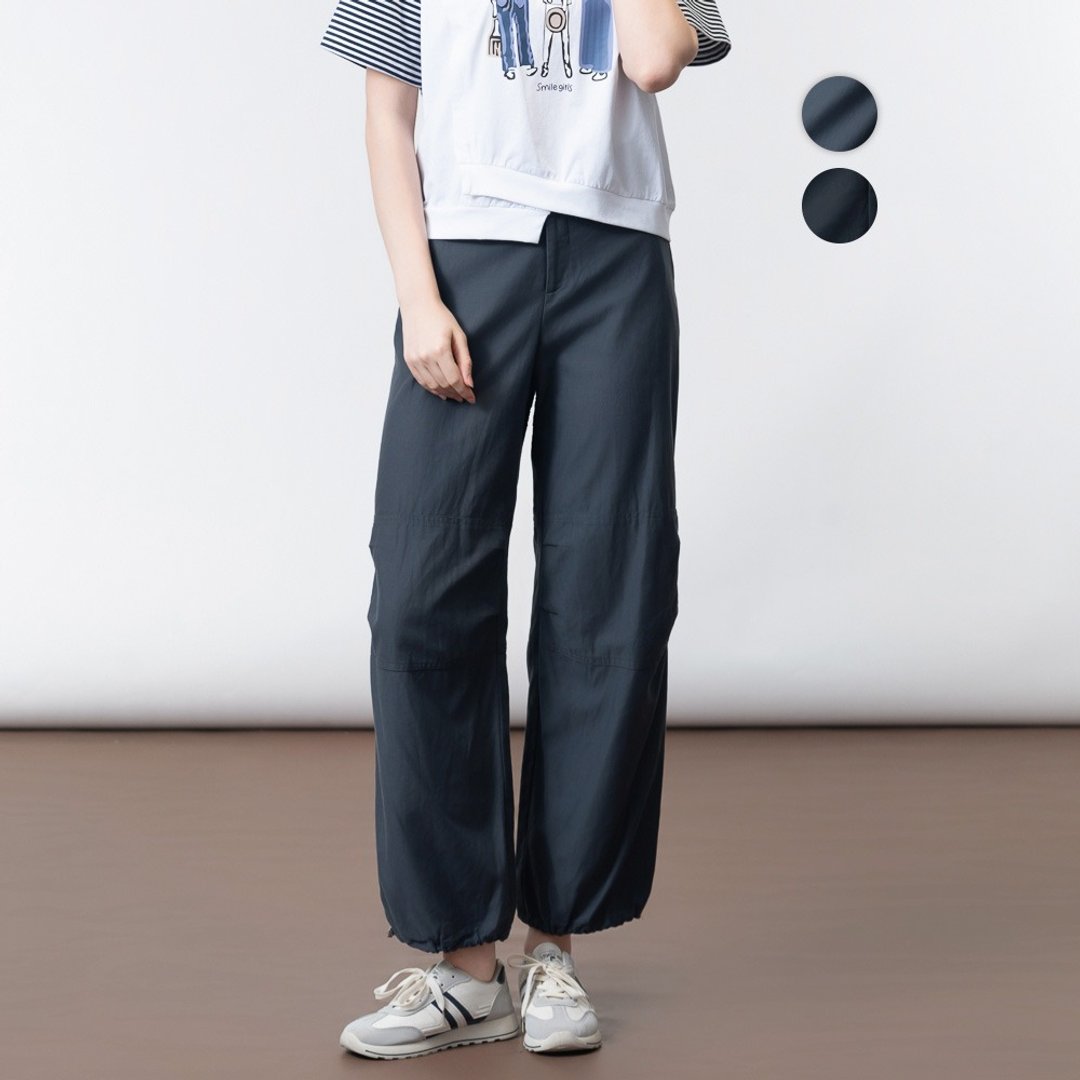 【MEDUSA】天丝抓褶抽绳工装长裤 - 2色(M-XL) | 女长裤 束口裤 - 女装长裤 - 棉．麻 灰色