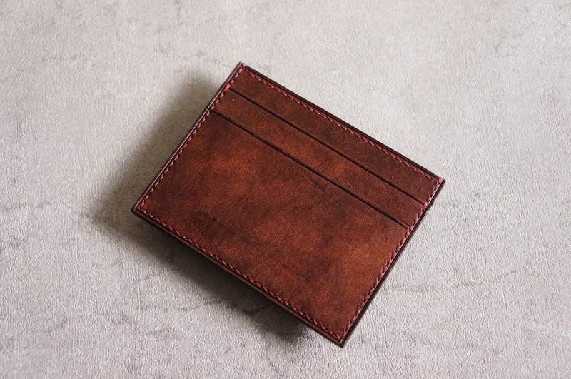 二卡短夹 / 深褐色【意大利植韖革协会皮革】 / 现货 - 皮夹/钱包 - 真皮 咖啡色