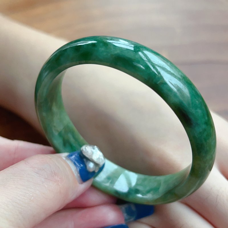 飘绿花翡翠贵妃镯 | 17.5围 | 天然缅甸玉翡翠A货 | 送礼 - 手链/手环 - 玉石 绿色