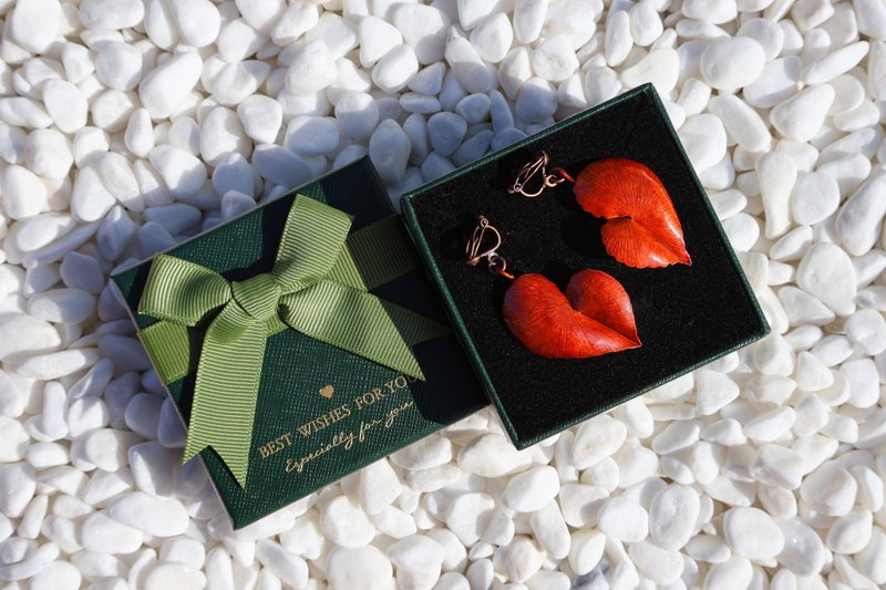 【24H快速出货】星点海棠耳环|无耳洞可/耳夹|纯手工|红铜|礼物 - 耳环/耳夹 - 铜/黄铜 红色