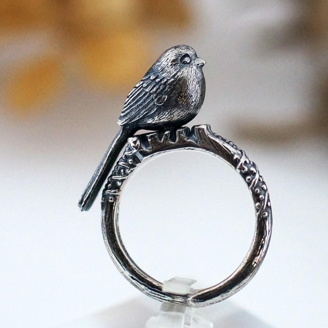 Long-tailed tit ring - 戒指 - 纯银 
