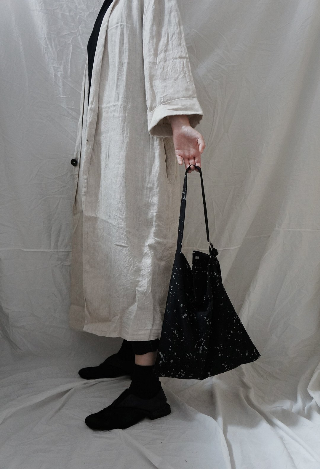 #308 tote bag MILKY WAY 双面斑点单肩托特包 - 侧背包/斜挎包 - 棉 黑色