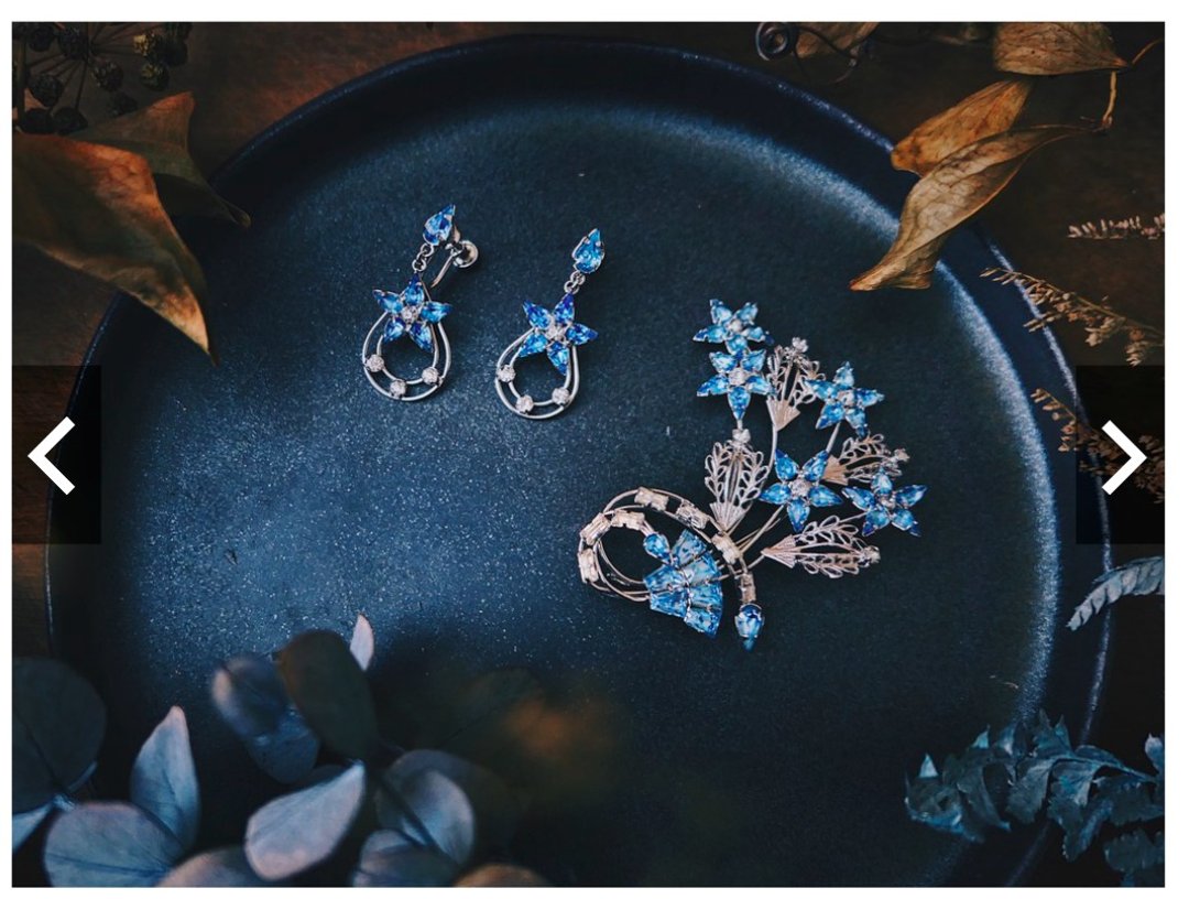Star-Art一束流星・掐丝银蓝莱茵石套组_胸针/耳环・美国古董首饰 - 耳环/耳夹 - 纯银 