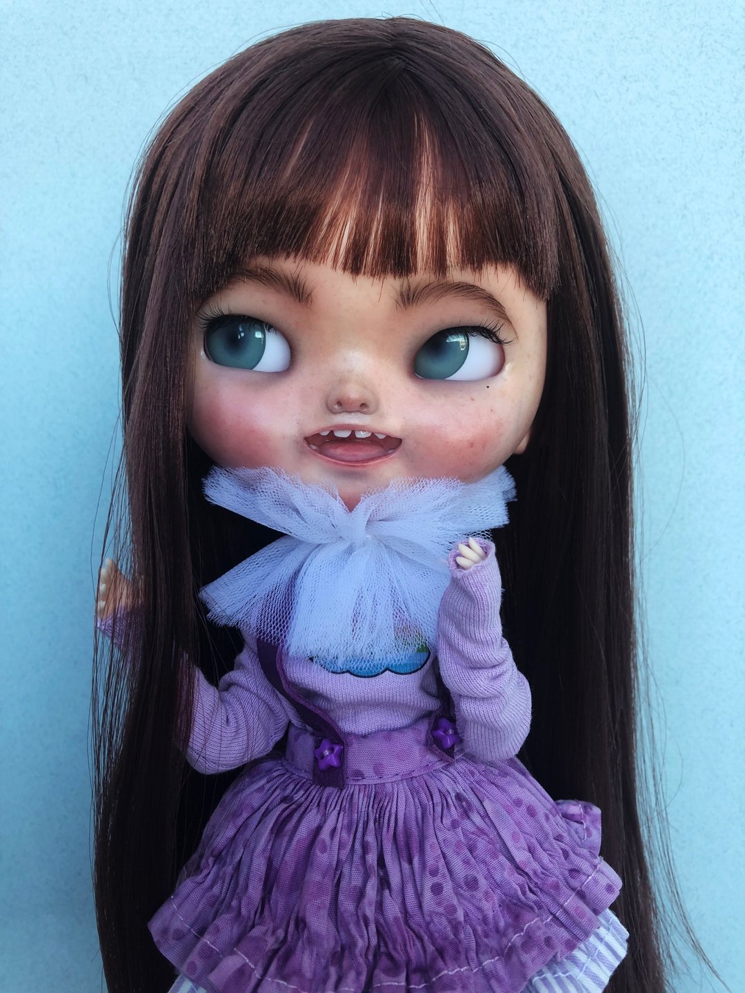 Ooak custom blythe doll with sculpting face - 玩偶/公仔 - 塑料 紫色