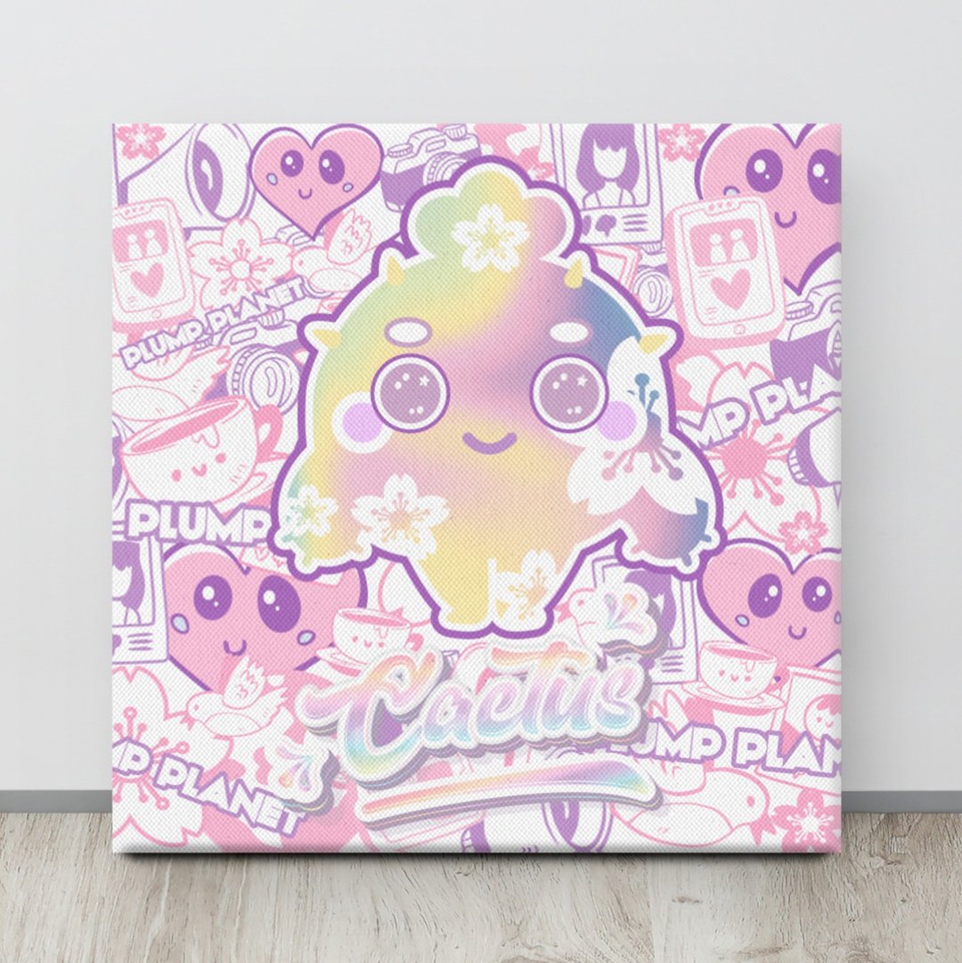 涂鸦樱花仙人掌 Canvas Print 无框帆布数码油画 - 海报/装饰画/版画 - 其他材质 粉红色