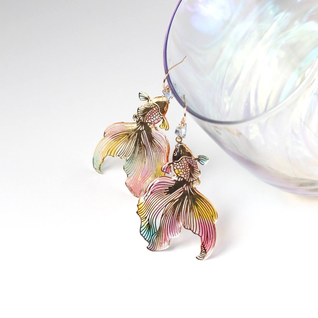 Fantastic goldfish earring   Japan jewelry - 耳环/耳夹 - 树脂 多色
