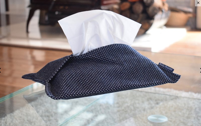 喜之助绀屋 篮染纸巾套 (黑霞) - 纸巾盒 - 棉．麻 蓝色