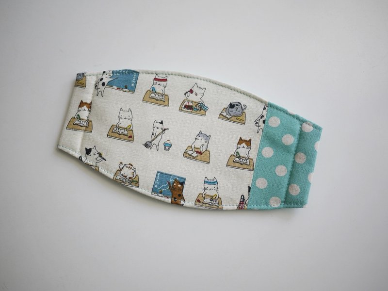 手工订制口罩=猫咪小学堂=米白+点点 - 口罩 - 棉．麻 白色