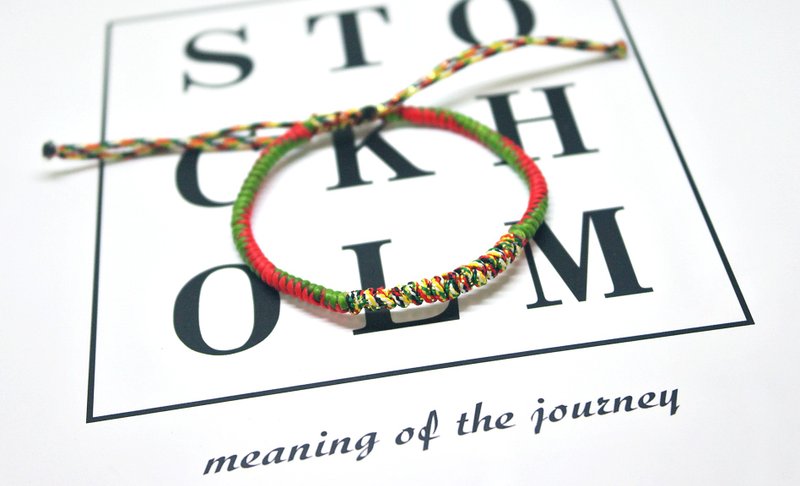 手编蚕丝蜡线 X 5色线伸缩式手链 -颜色可以自选- - 手链/手环 - 蜡 红色