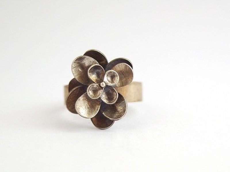 花 纯银戒指 /缘份戒 #13 - 戒指 - 其他金属 灰色