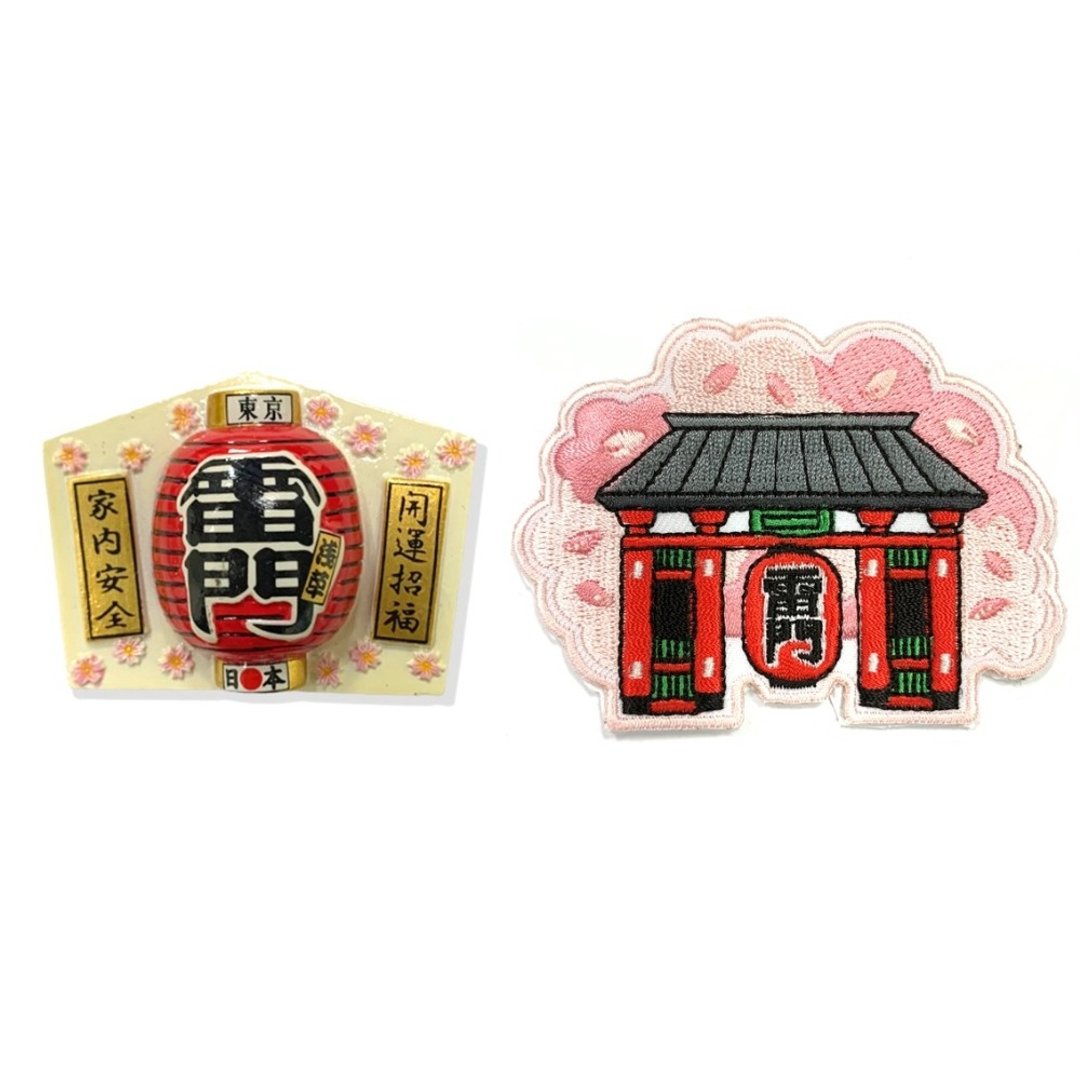 日本东京雷门冰箱磁贴+ 日本 Q版-雷门背胶补丁【2件组】彩色磁铁 - 冰箱贴/磁贴 - 橡胶 多色
