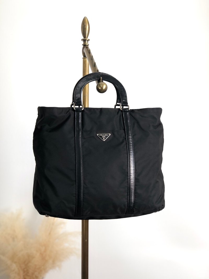 [日本直送，品牌二手包] PRADA 普拉达托特包，黑三角形标志，2way，尼龙，复古，tdyan3 - 手提包/手提袋 - 尼龙 黑色