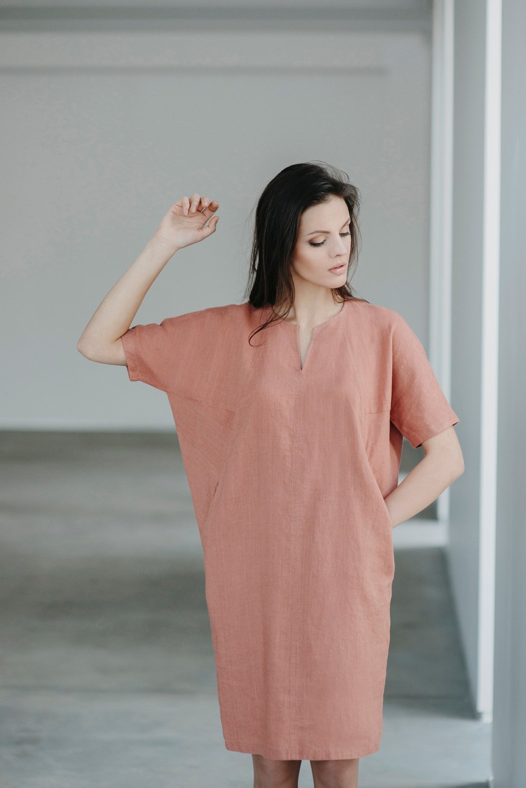 Linen dress Motumo 15S1 - 洋装/连衣裙 - 亚麻 多色