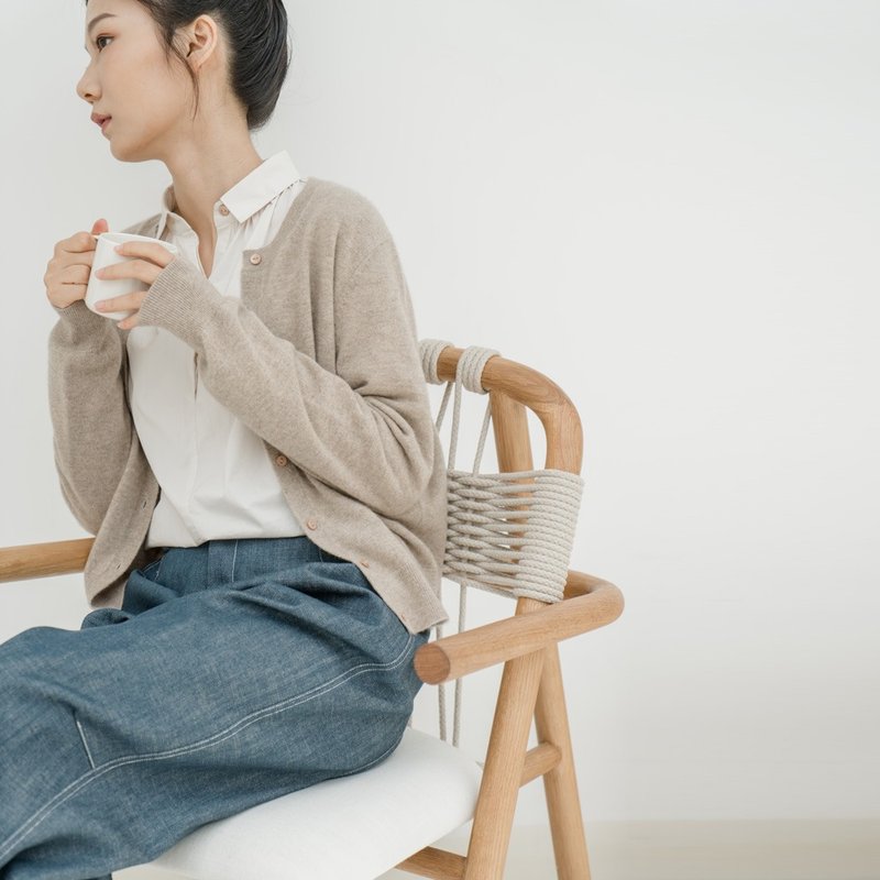 100%cashmere喀什米爾輕薄保暖毛線衣 原色未染 SH180412 - 女装针织衫/毛衣 - 羊毛 卡其色