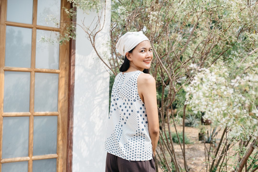 Mulmul very dot tank top - 女装背心 - 棉 白色