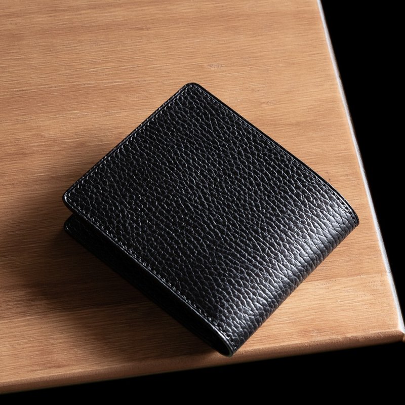 订制植鞣手工短夹皮夹 bifold wallet Italia Dollaro leather 01 - 皮夹/钱包 - 真皮 黑色