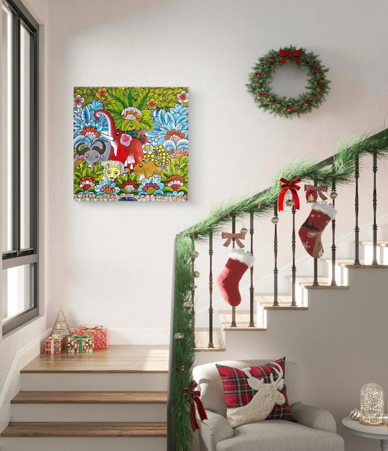 【V205 非洲五霸的秘密花园】坦桑尼亚手绘无框画,挂画 - 海报/装饰画/版画 - 其他材质 