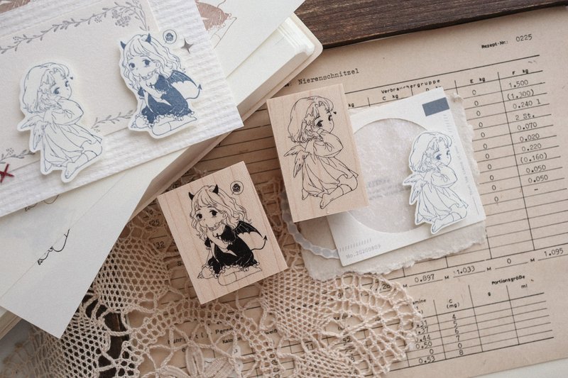 Angel & Devil 系列 手帐 礼可like 原创木质印章 - 印章/印台 - 橡胶 