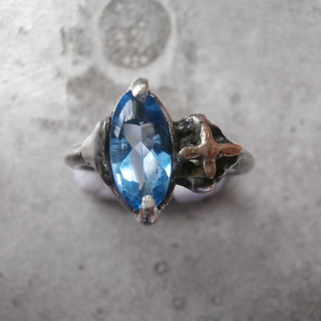 Blue topaz and star ring - 戒指 - 宝石 