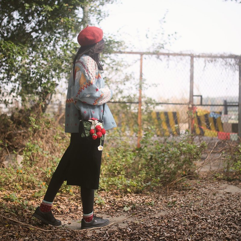 外贸冰岛复古北欧毛衣外套北欧风元气编织冰岛V领慵懒针织开衫 - 女装针织衫/毛衣 - 羊毛 