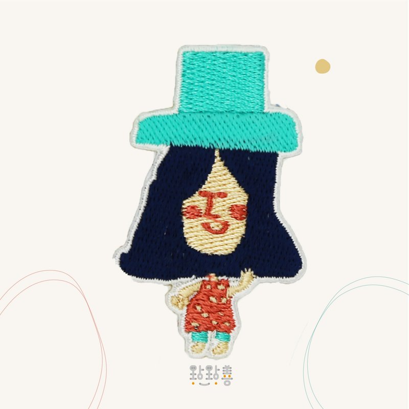 童趣刺绣贴-开心果 - 徽章/别针 - 绣线 绿色