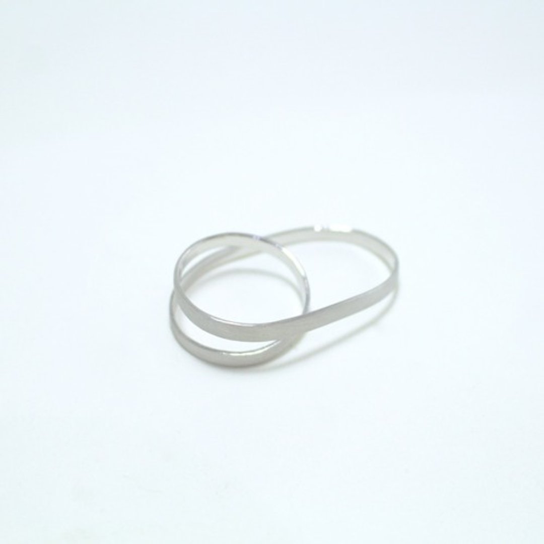 2 finger ring Silver color - 戒指 - 其他金属 