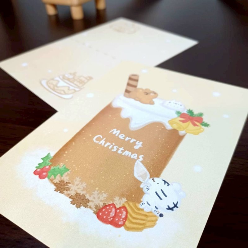 圣诞奶盖 - 圣诞明信片 - 系列2 - 卡片/明信片 - 纸 橘色