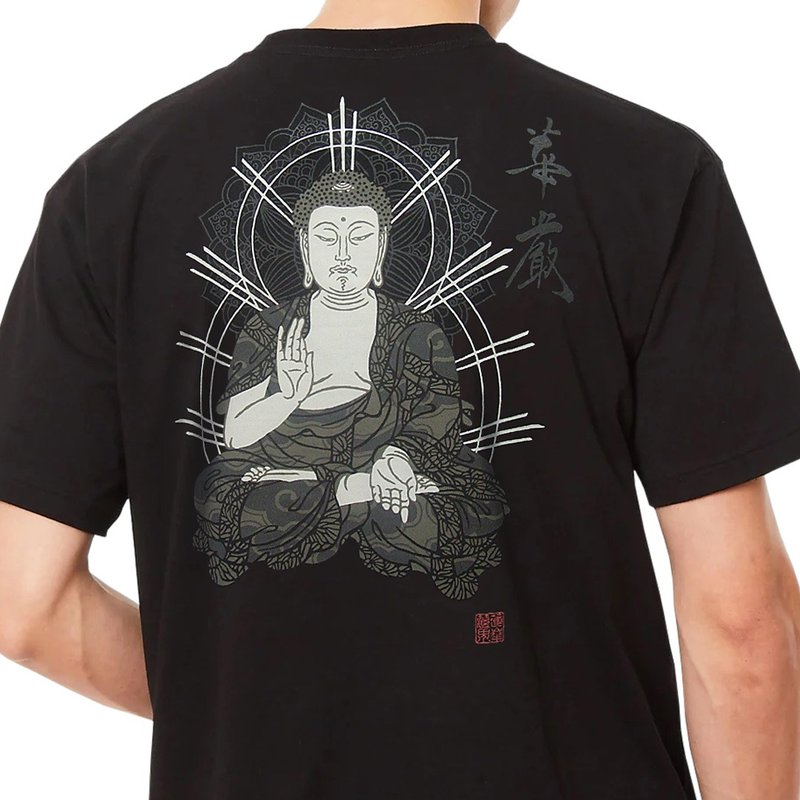 日本艺术 T 恤，大佛，100% 纯棉，男女通用，黑色 - 女装 T 恤 - 棉．麻 黑色