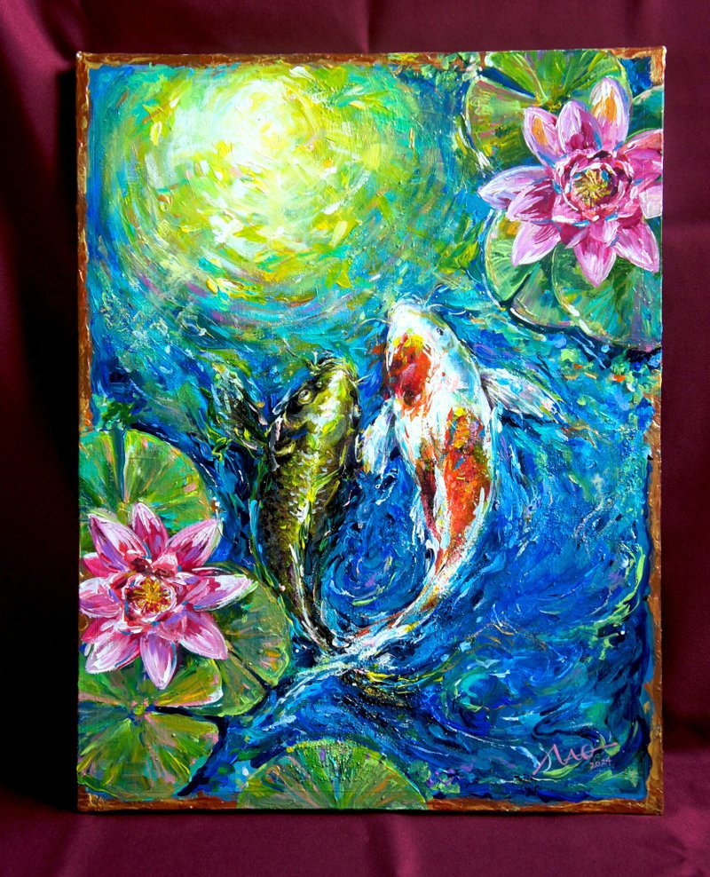 独一无二・不再贩售【鲤鱼画作】开运 幸运 日本画家 日本制 原创 - 海报/装饰画/版画 - 压克力 蓝色