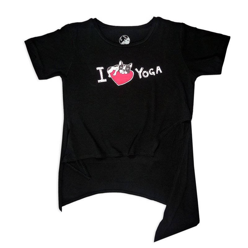 AKUMA YOGA-不规则剪裁慵懒T恤(黑)-波士顿犬Abula-I Love Yoga - 女装上衣 - 其他材质 黑色