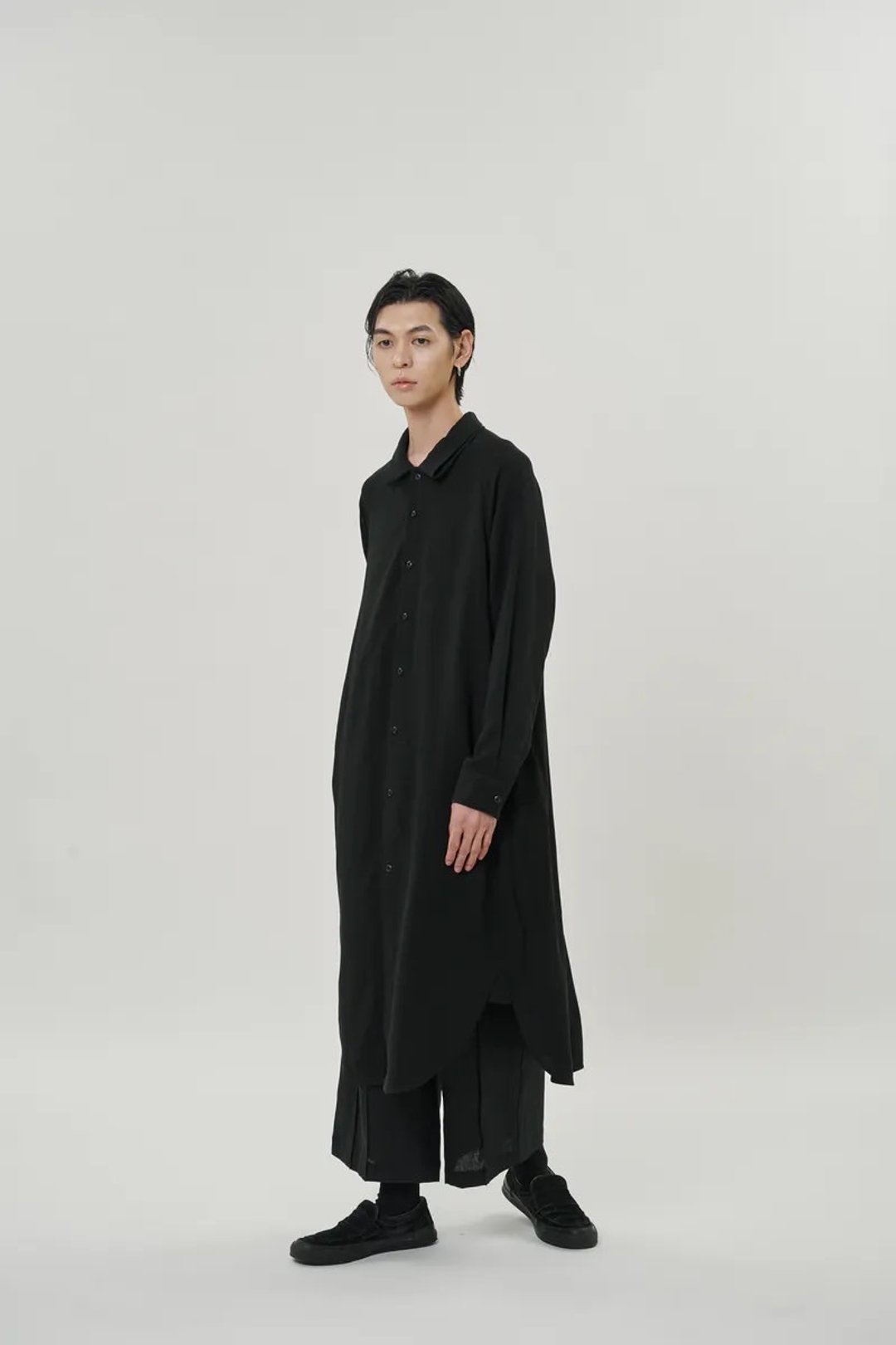 拉克兰长版衬衫 Raglan Long Shirt - 男装衬衫 - 其他人造纤维 黑色