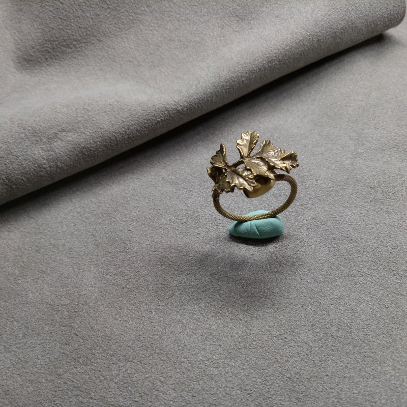 叶脉 / 黄铜造型戒指 ( 可调式戒围 ) - 戒指 - 铜/黄铜 