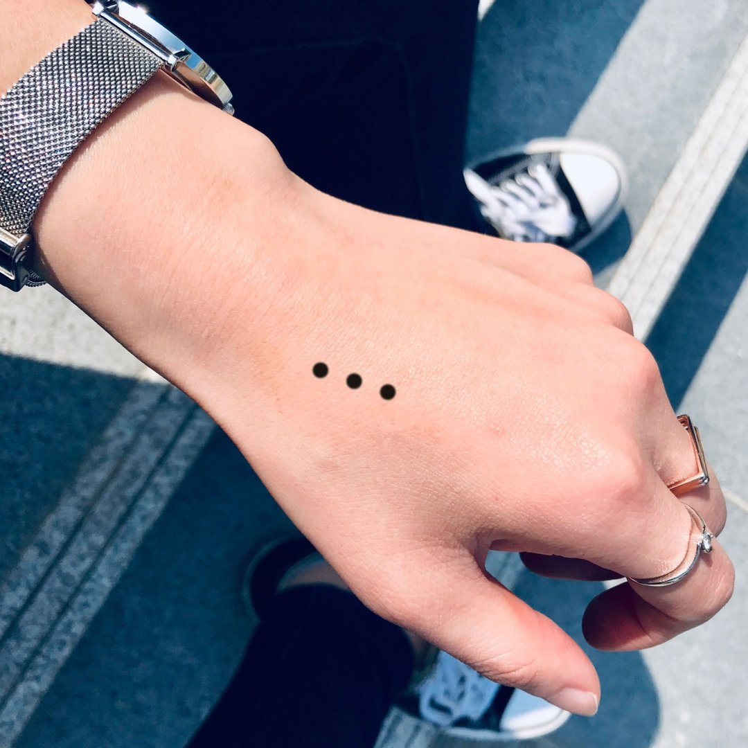OhMyTat 省略号三点刺青图案纹身贴纸 (6 张) - 纹身贴 - 纸 黑色