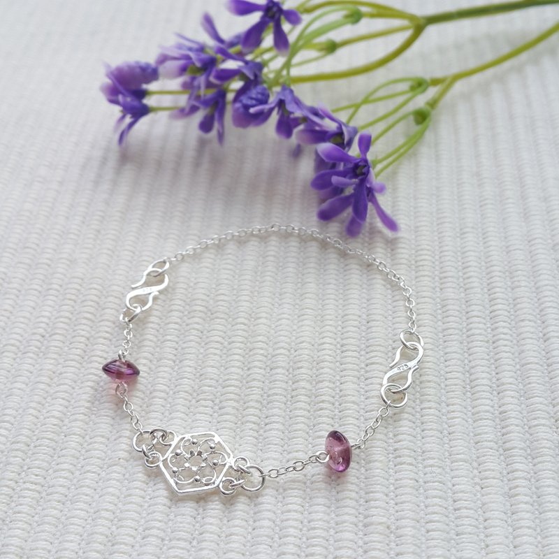 古风缕花纯银手链 (紫色) - 手链/手环 - 其他材质 紫色