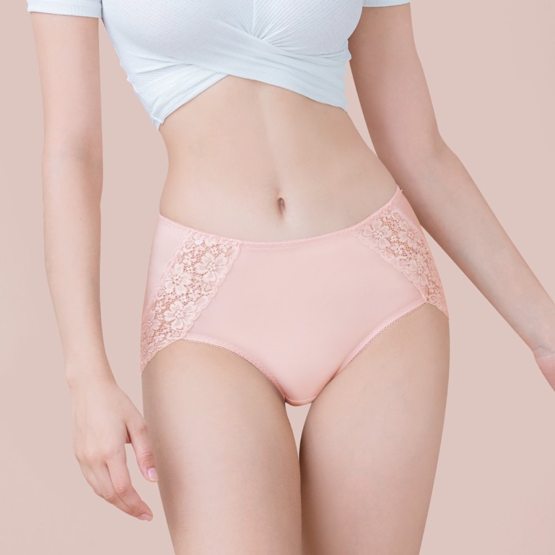 Clany可兰霓 抑菌竹炭凉感蕾丝高腰 L-Q/2XL内裤 甜蜜粉 2215-31 - 女士内衣裤 - 其他材质 粉红色
