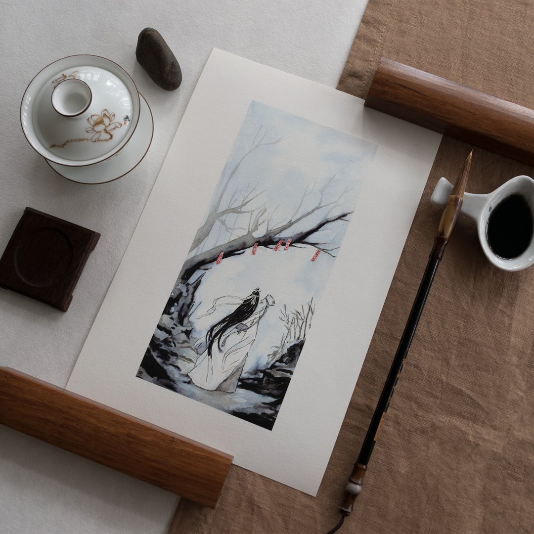 Art Print Previous feelings inspired by Mo Dao Zu Shi / Directly from the Artist - 海报/装饰画/版画 - 纸 蓝色