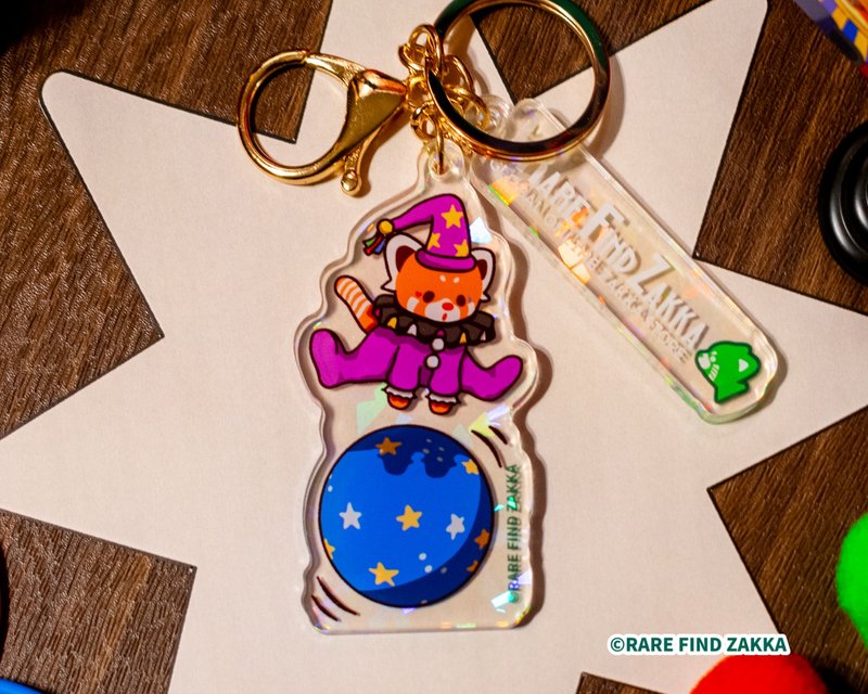 RFZOG 压克力钥匙圈系列 毛茸茸尾巴马戏团 小熊猫的杂耍球游戏 - 钥匙链/钥匙包 - 压克力 绿色