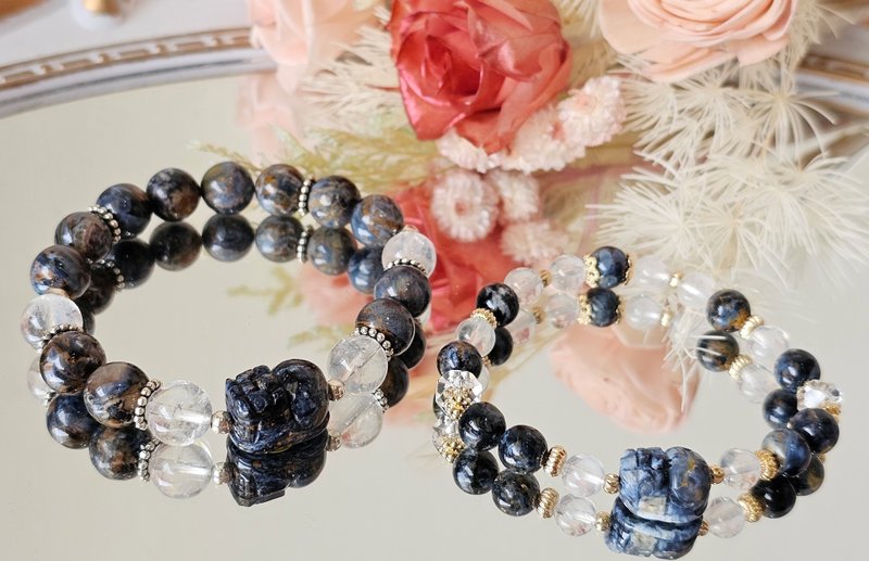 地图-情人节对链款/彼得石豼貅/彼得石/蓝针水晶/勇气/健康/丰盛 - 手链/手环 - 水晶 多色