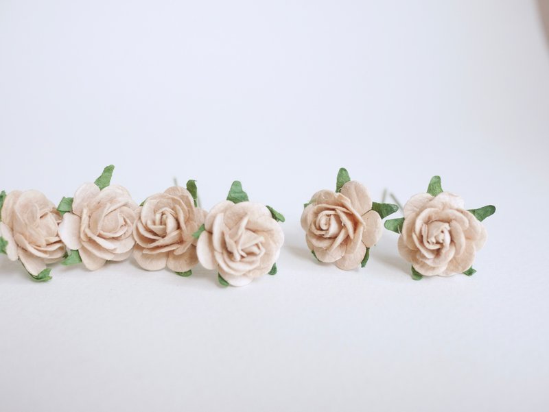 Paper Flower, centerpiece, DIY small 50 pieces rose size 2.0 cm., brown color - 其他 - 纸 卡其色