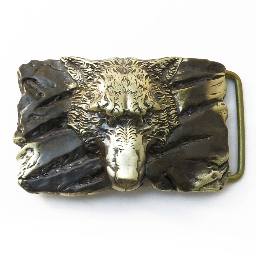 Wolf soild brass belt buckle, Fenrir Werewolf belt accessory - 皮带/腰带 - 其他材质 金色