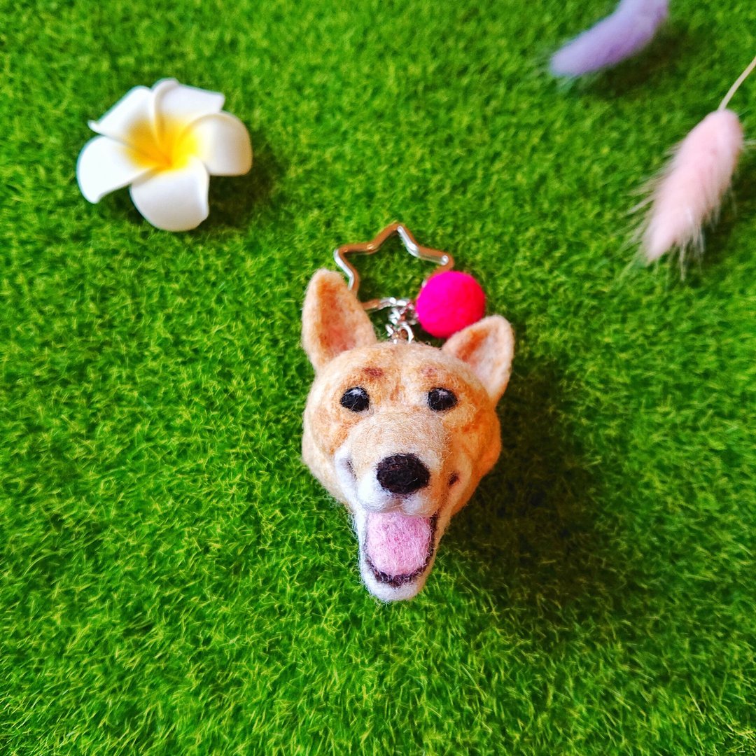 羊毛毡宠物定制-米克思犬钥匙圈/别针定制,传照片估价勿直接下单 - 胸针 - 羊毛 