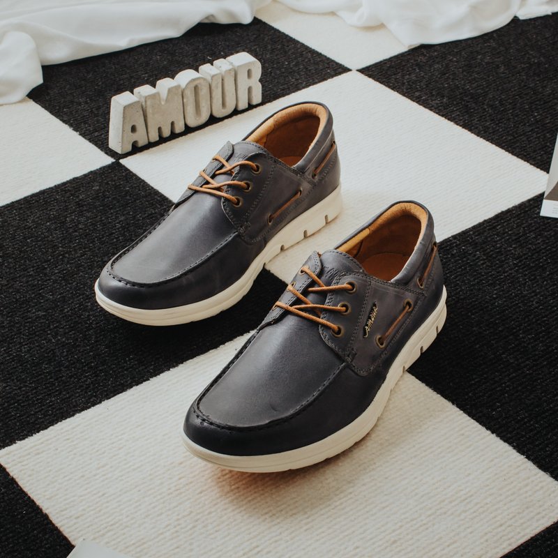 【率性百搭】MIT舒适休闲鞋。真皮。尊爵蓝9522 - 男款休闲鞋 - 真皮 蓝色