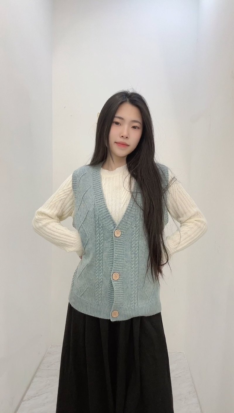 VENUS MIT V领麻花针织背心 - 女装背心 - 羊毛 