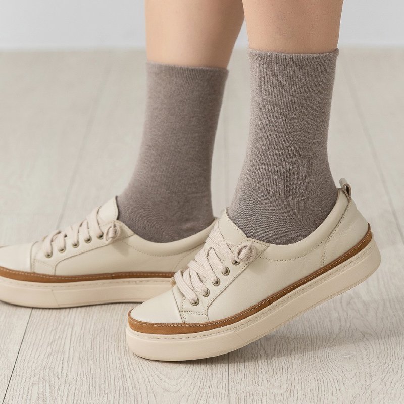 甜甜圈厚底小皮鞋-优格 - 女款休闲鞋 - 真皮 白色