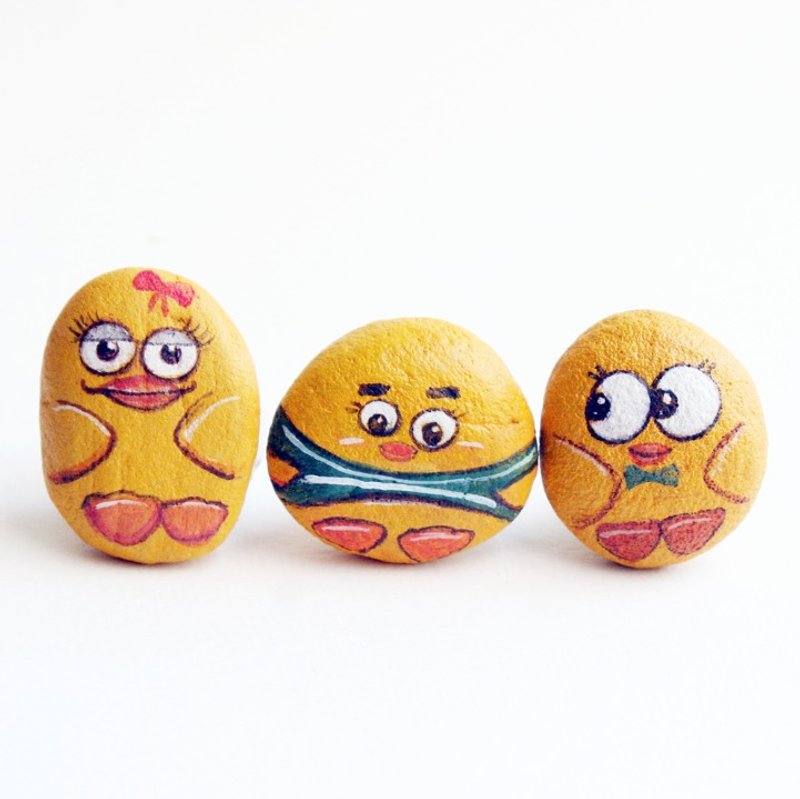 三只小鸡石头插画 - 其他 - 石头 黄色